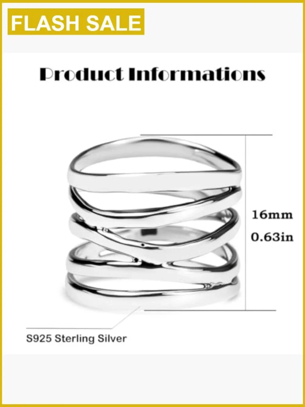 S925 Sterling Silver Chunky Knot Band Ring Women Wide Stacking